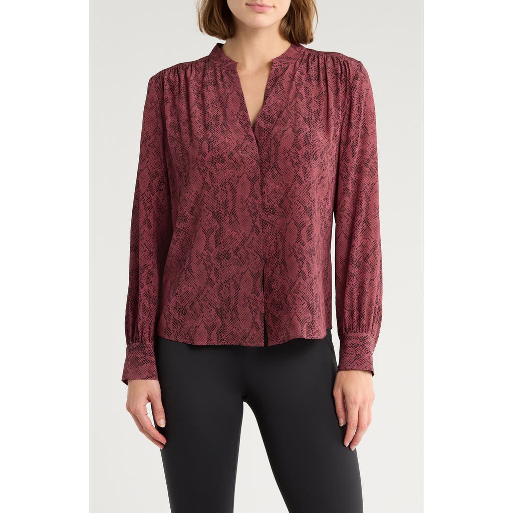Hugo Boss Boss Banora Silk Top In Burgundy