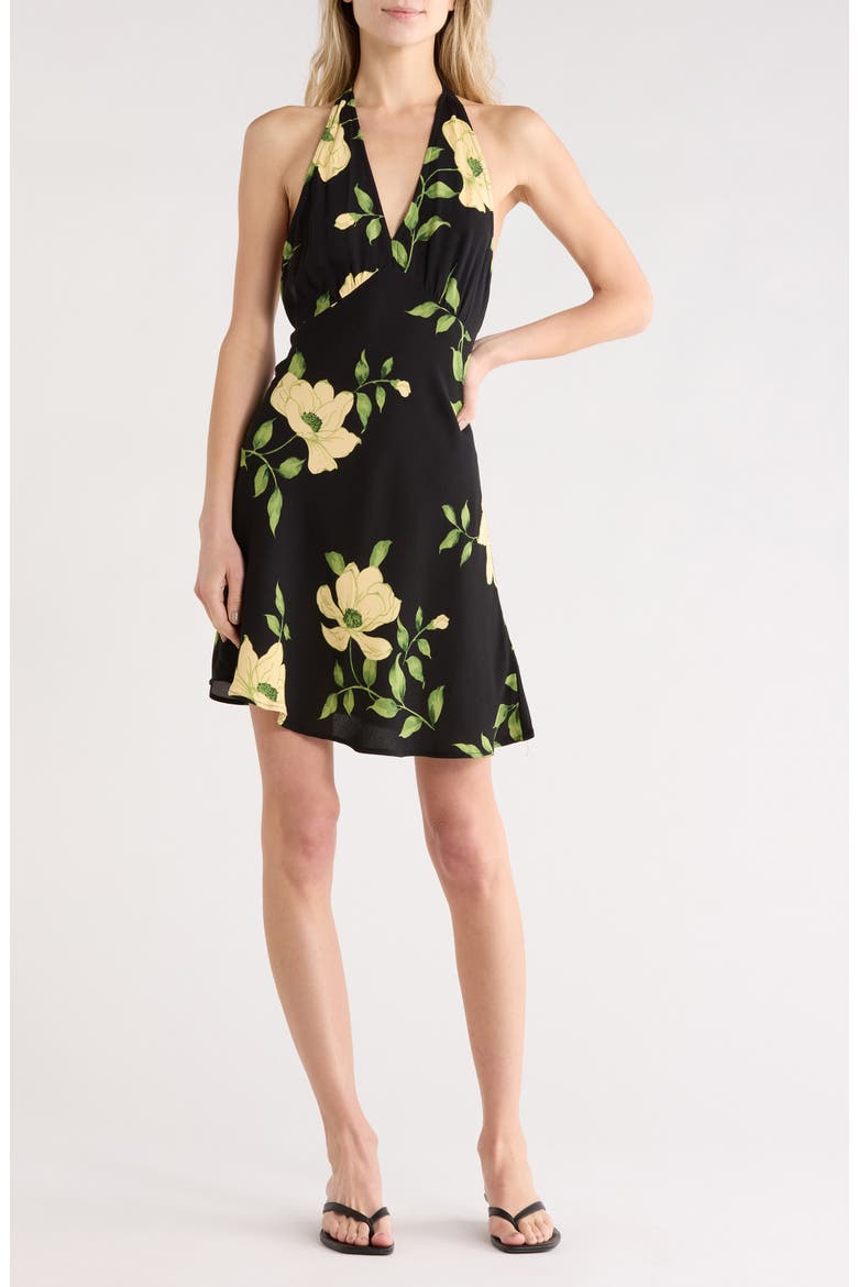 A-Line Halter Dress, Main, color, MIDNIGHT GARDEN