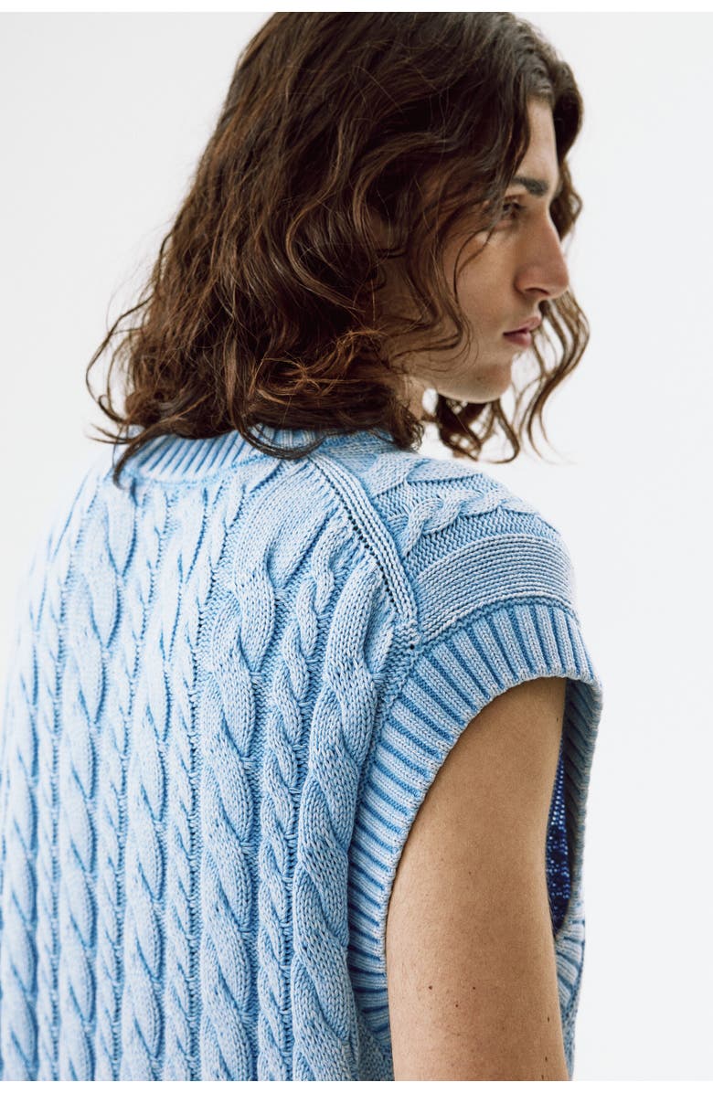 H&M Relaxed Fit Cotton Sweater Vest, Alternate, color, Light Dusty Blue