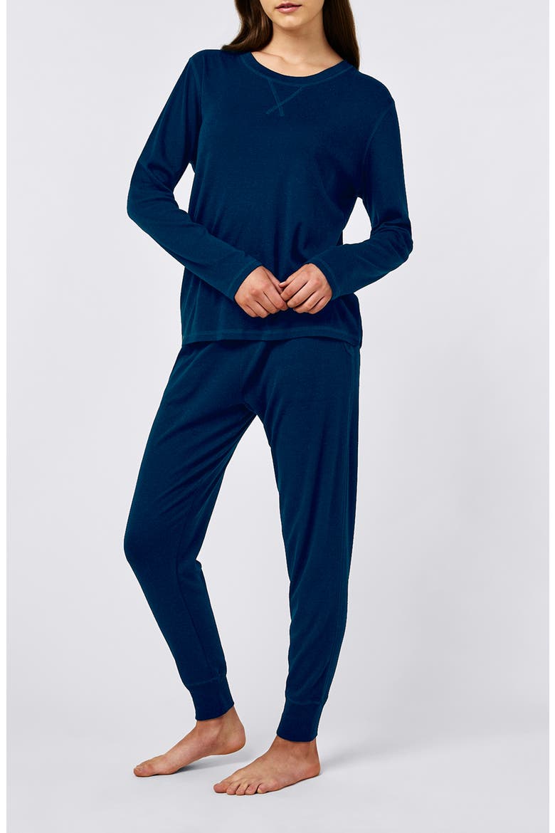 Pia Cotton Blend Pajamas, Alternate, color, NAVY