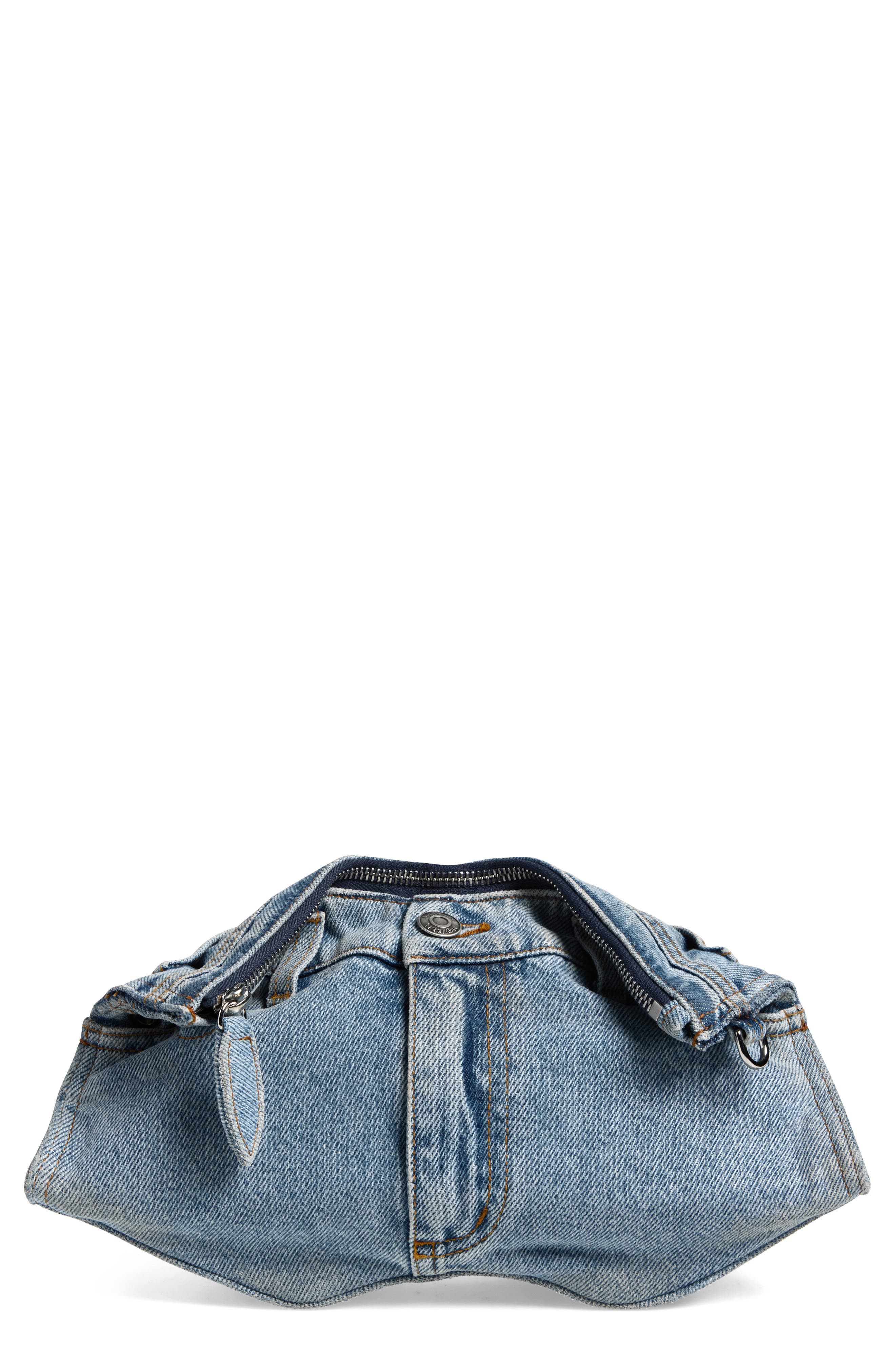 Manta Denim Clutch, Main, color, NAVY