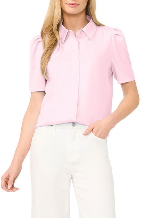Puff Sleeve Button-Up Top (Regular & Petite)