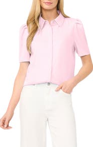 Halogen® Puff Sleeve Button-Up Top