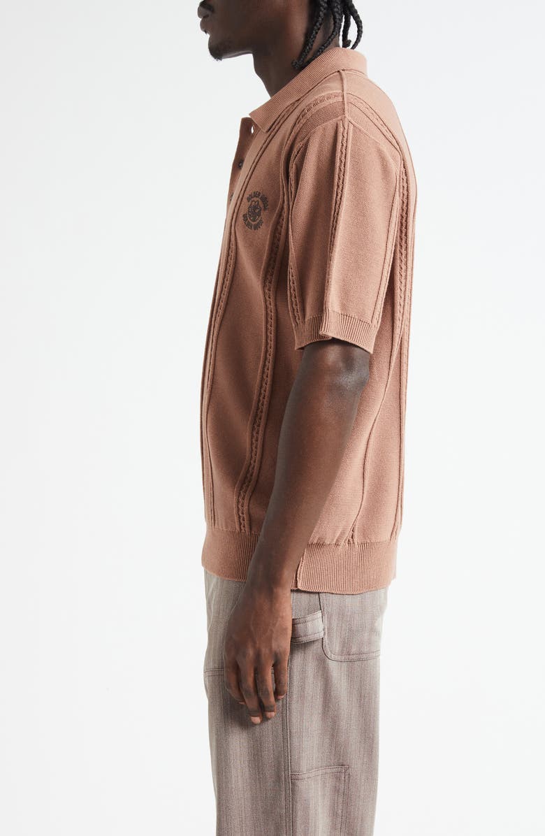 Golden Goose Journey Logo Embriodered Polo Sweater, Alternate, color, Brownie