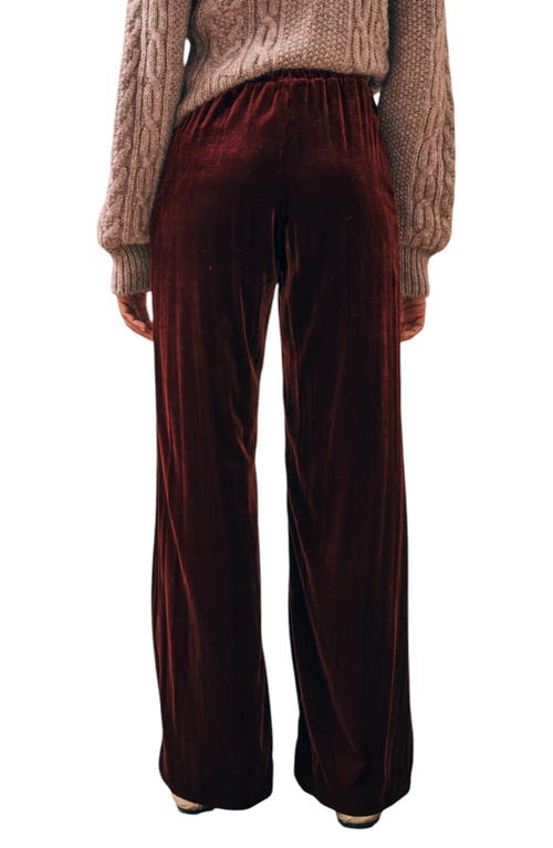 Faherty Genevieve Wide Leg Stretch Velvet Pants In Burgundy
