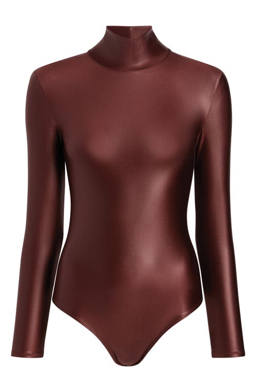 Commando Matte Metallic Long Sleeve Bodysuit In Brown