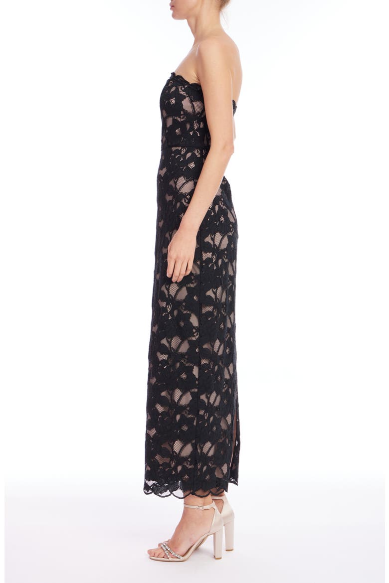 Lace Strapless Gown, Alternate, color, BLACK