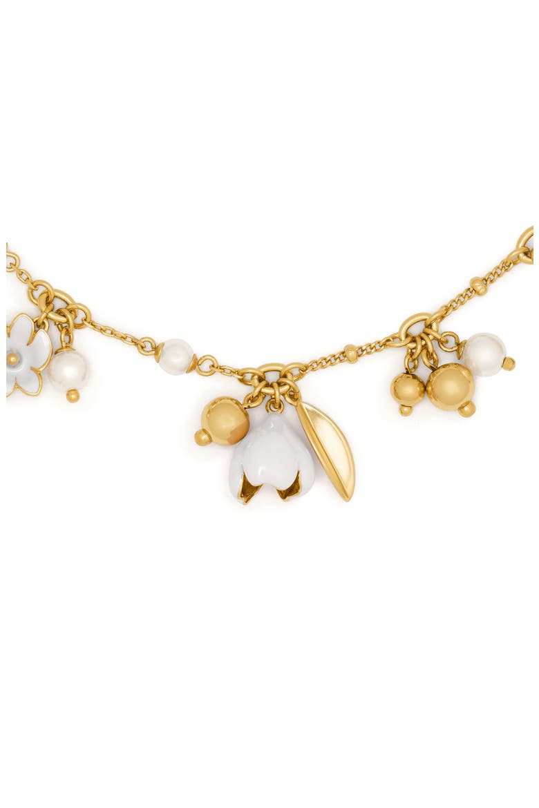 golden bloom flower charm bracelet, Alternate, color, WHITE.