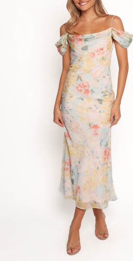 Esther Floral Cold Shoulder Midi Dress