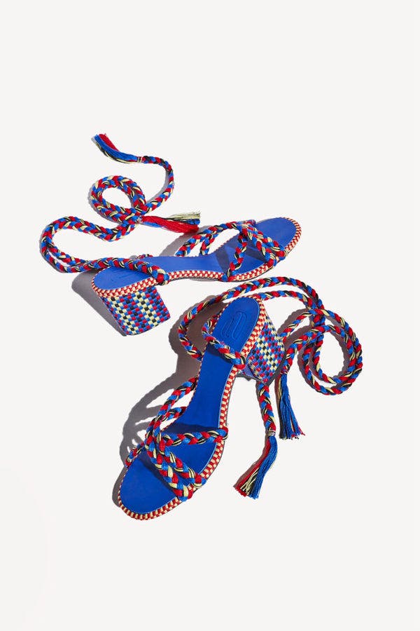 Amambaih Isabela Strappy Cotton Sandals, Alternate, color, Miro