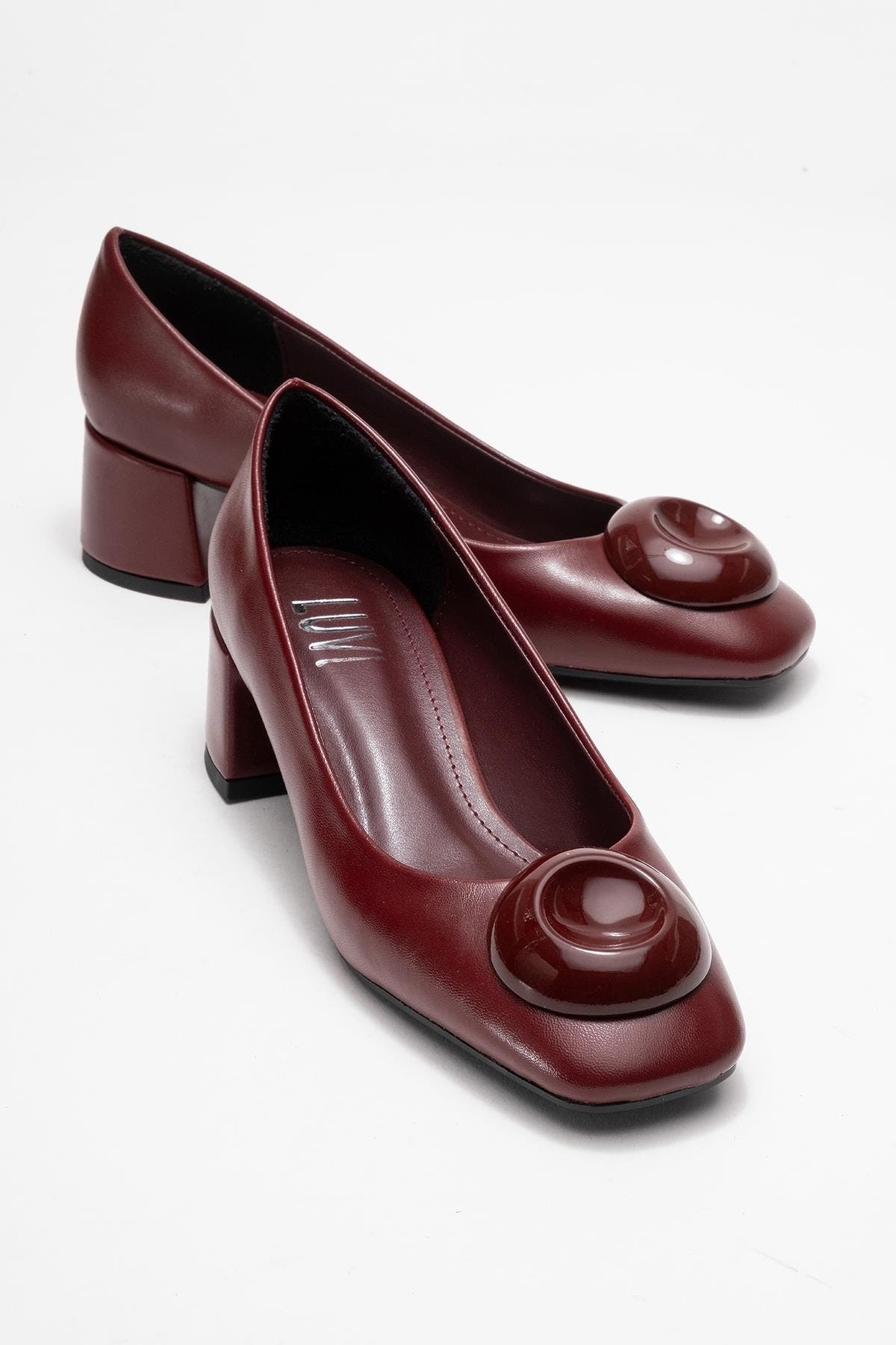 Mila Buckle Square Toe Block Heel Pump, Alternate, color, Burgundy