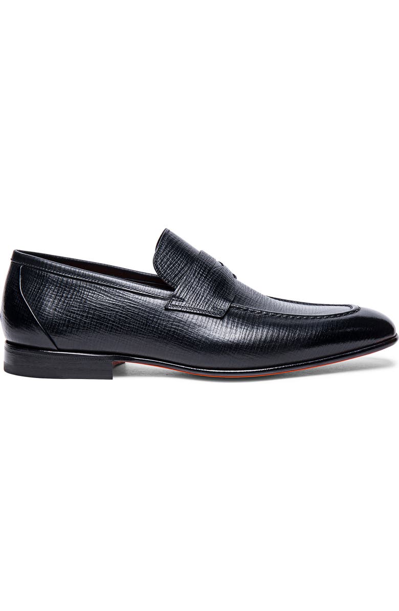 Santoni Gannon Penny Loafer, Alternate, color, Black