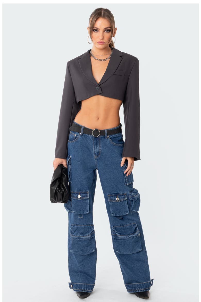 Amira Crop Blazer, Alternate, color, GRAY