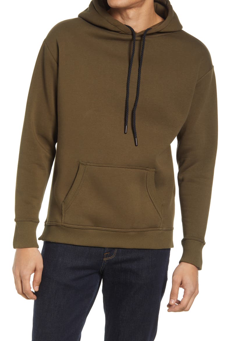 Solid Fleece Hoodie, Main, color, OLIVE