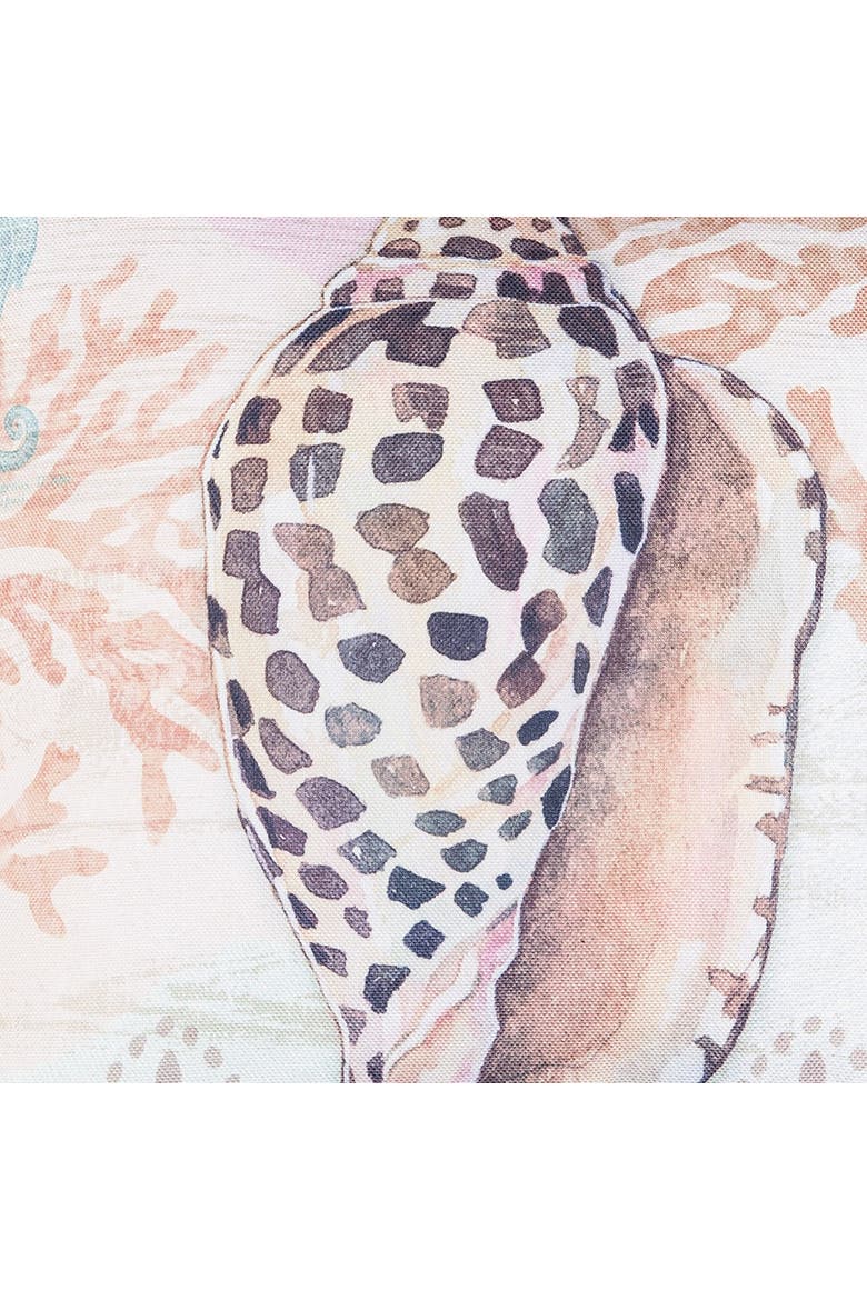 Brown Conch Shell w/ Seahorse & Coral Indoor/Outdoor Throw Pillow, 18" x 18", Alternate, color, Brown