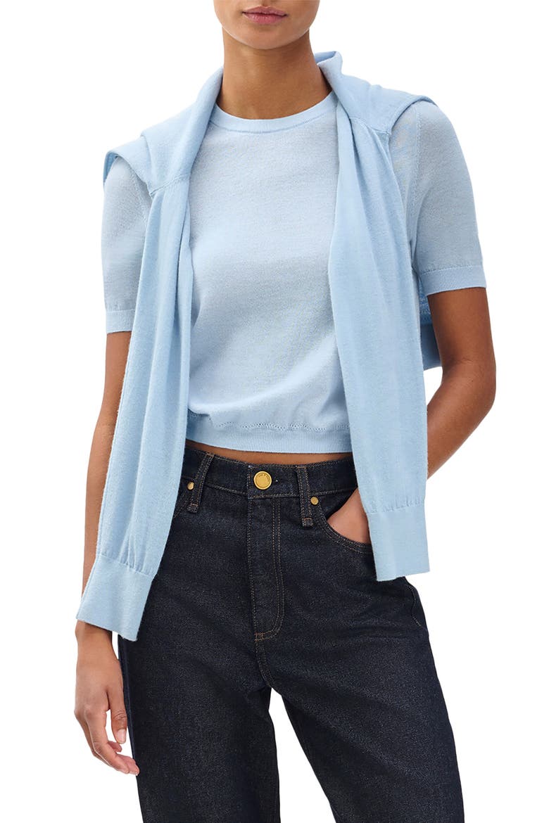 Adeline Short Sleeve Cashmere Sweater, Main, color, LIGHT BLUE