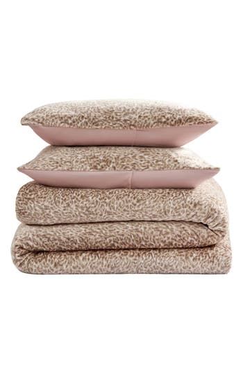 Jessica Simpson Pink Animal Print Duvet Set In Blush Pink