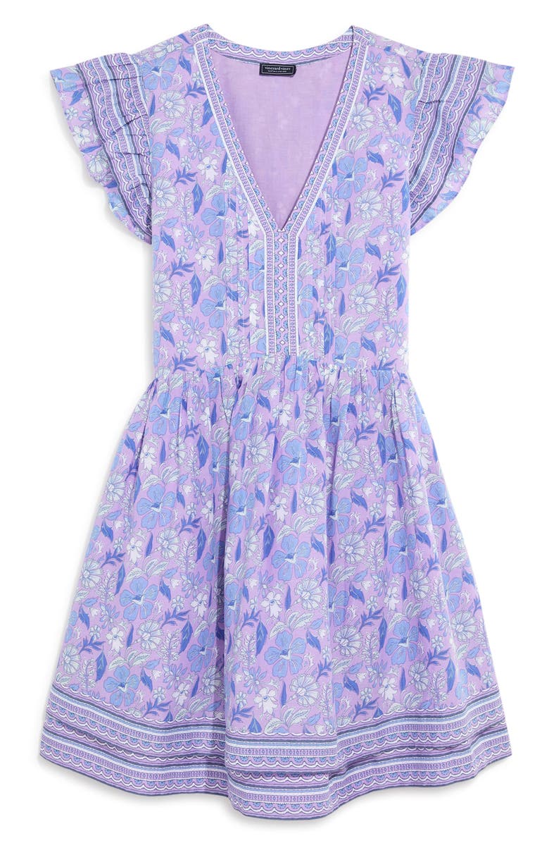 vineyard vines Floral Flutter Sleeve Minidress, Alternate, color, Print Lilac Breeze
