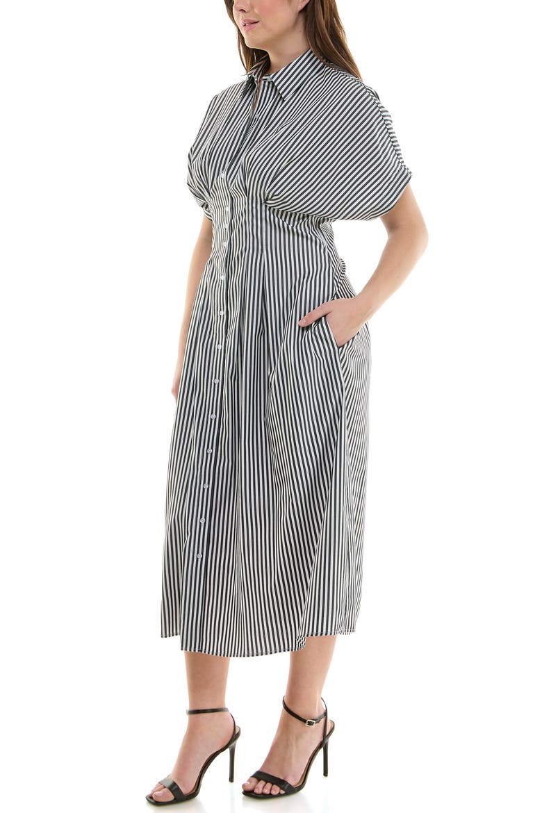 Striped Shirtdress, Alternate, color, BLACK / WHITE