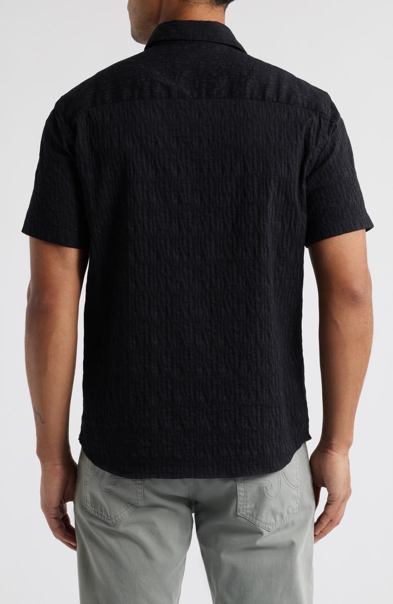 Robert Barakett Calyx Cotton Blend Jacquard Short Sleeve Button-Up Shirt, Alternate, color, Black