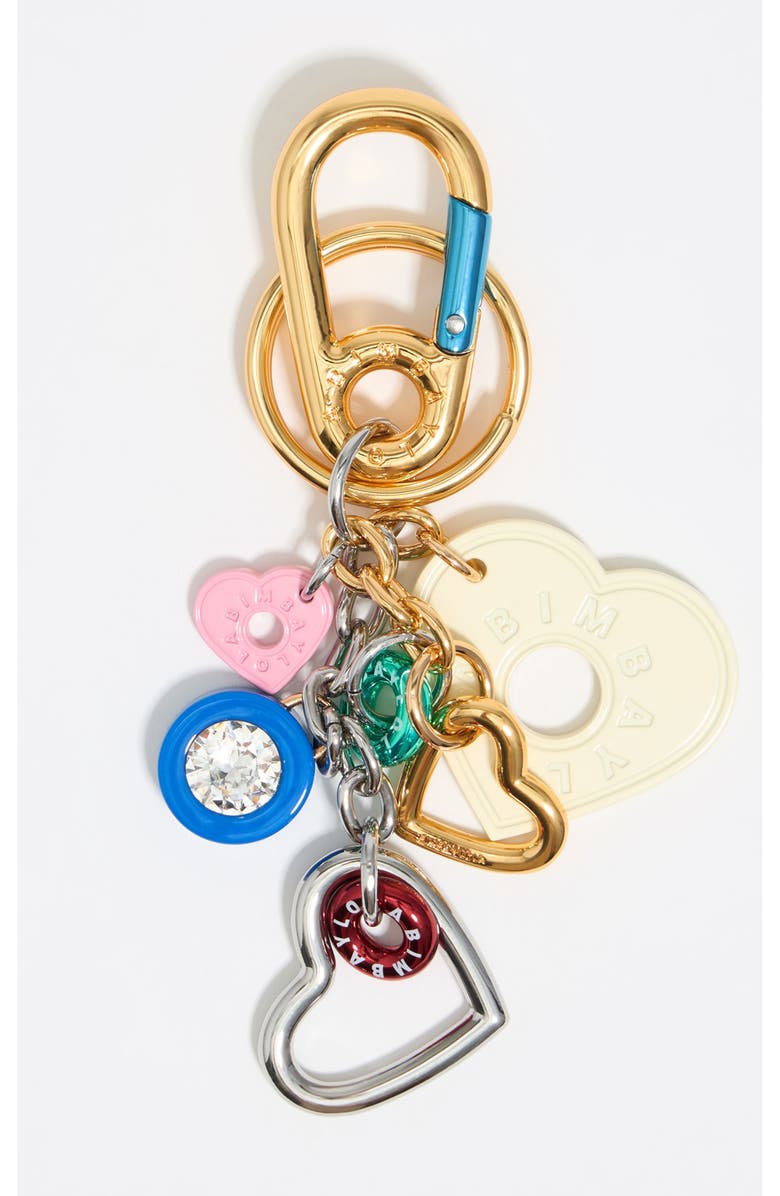 Bimba y Lola Crystal hearts key ring, Main, color, Ivory