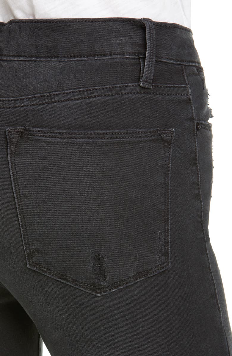 FRAME Le High Ripped Raw Hem Crop Skinny Jeans, Alternate, color,