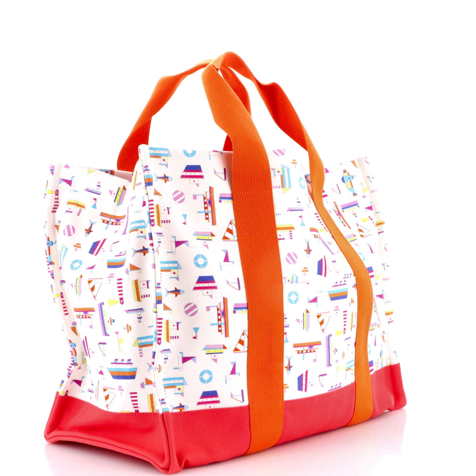 Pre-Owned Hermes Petit Chartier Nappy Bag Printed Toile Large, Alternate, color, Multicolor