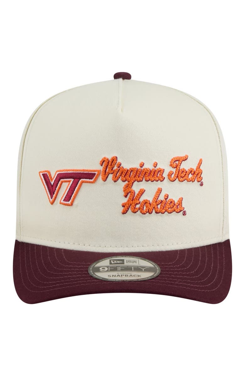 New Era Men's New Era Cream/Maroon Virginia Tech Hokies Vintage Chainstitch 9FIFTY A-Frame Snapback Hat, Alternate, color, Cream
