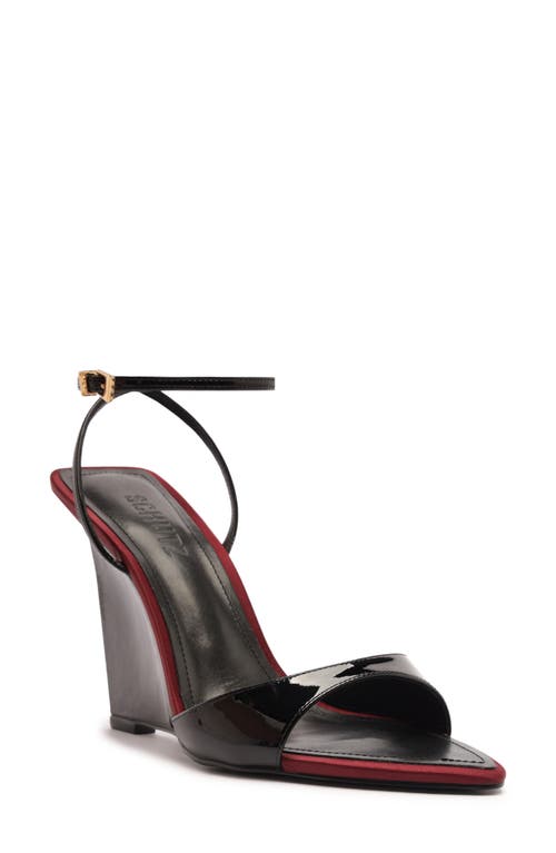 Schutz Elodie Ankle Strap Pointed Toe Wedge Sandal In Multi