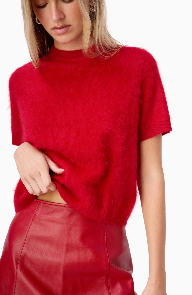 CAMI NYC Cillian Leather Miniskirt, Alternate, color, Poppy