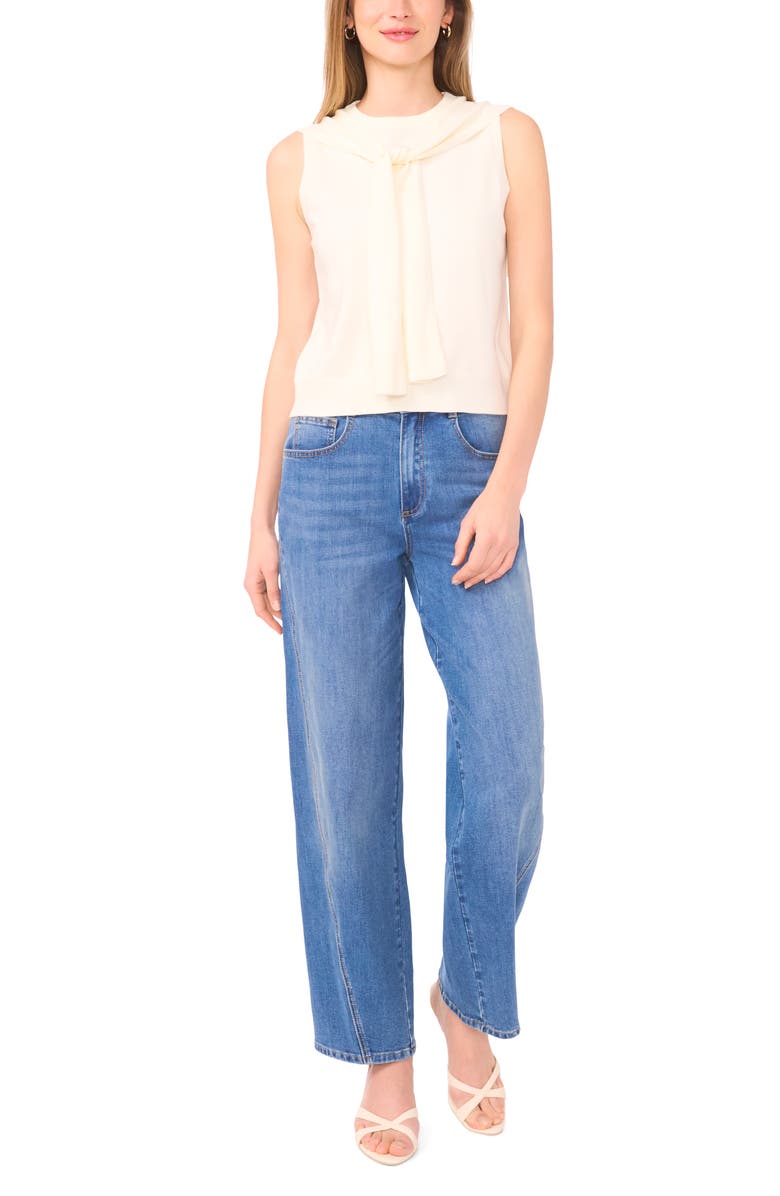 Vince Camuto Tie Neck Sleeveless Sweater, Alternate, color, New Ivory