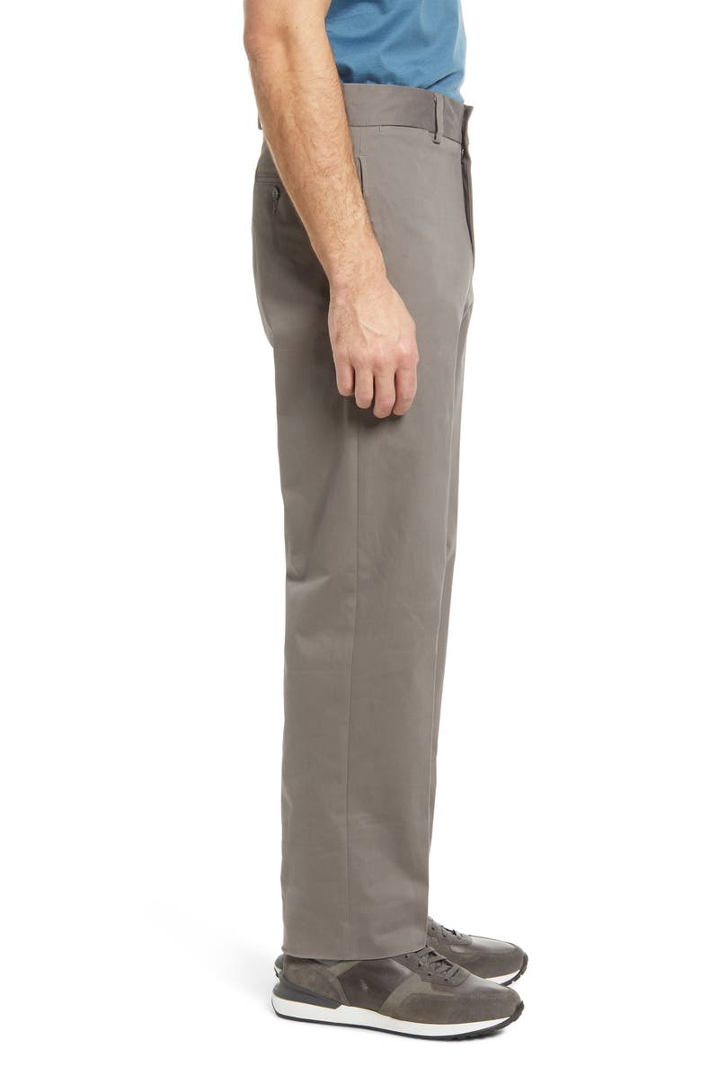 Berle Charleston Khakis Flat Front Stretch Sateen Pants, Alternate, color, Grey