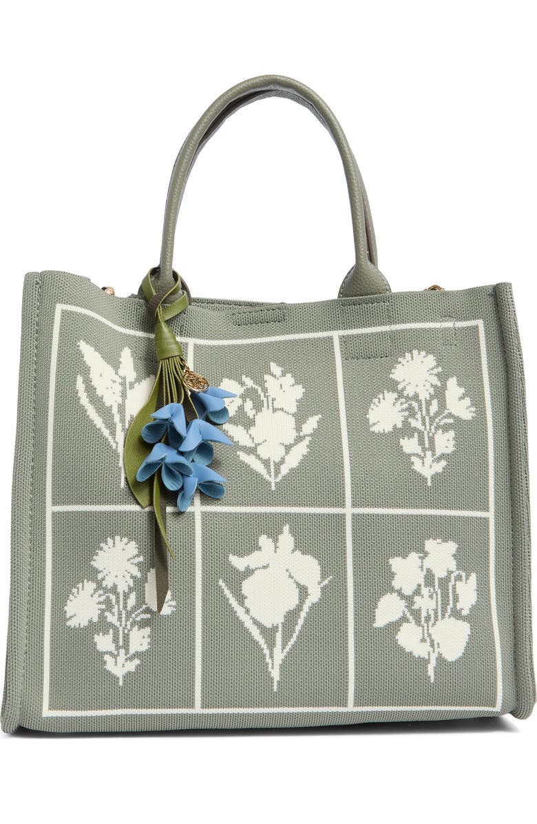 Nanette Lepore Floral Knit Square Satchel, Main, color, Dusky Pine Floral Knit