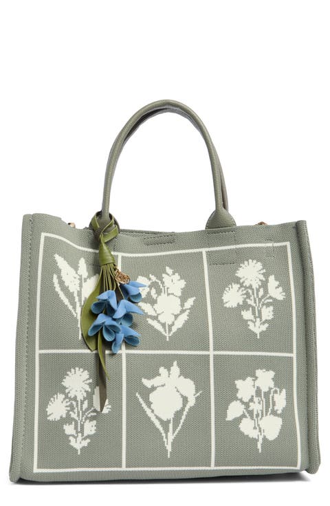 Floral Knit Square Satchel