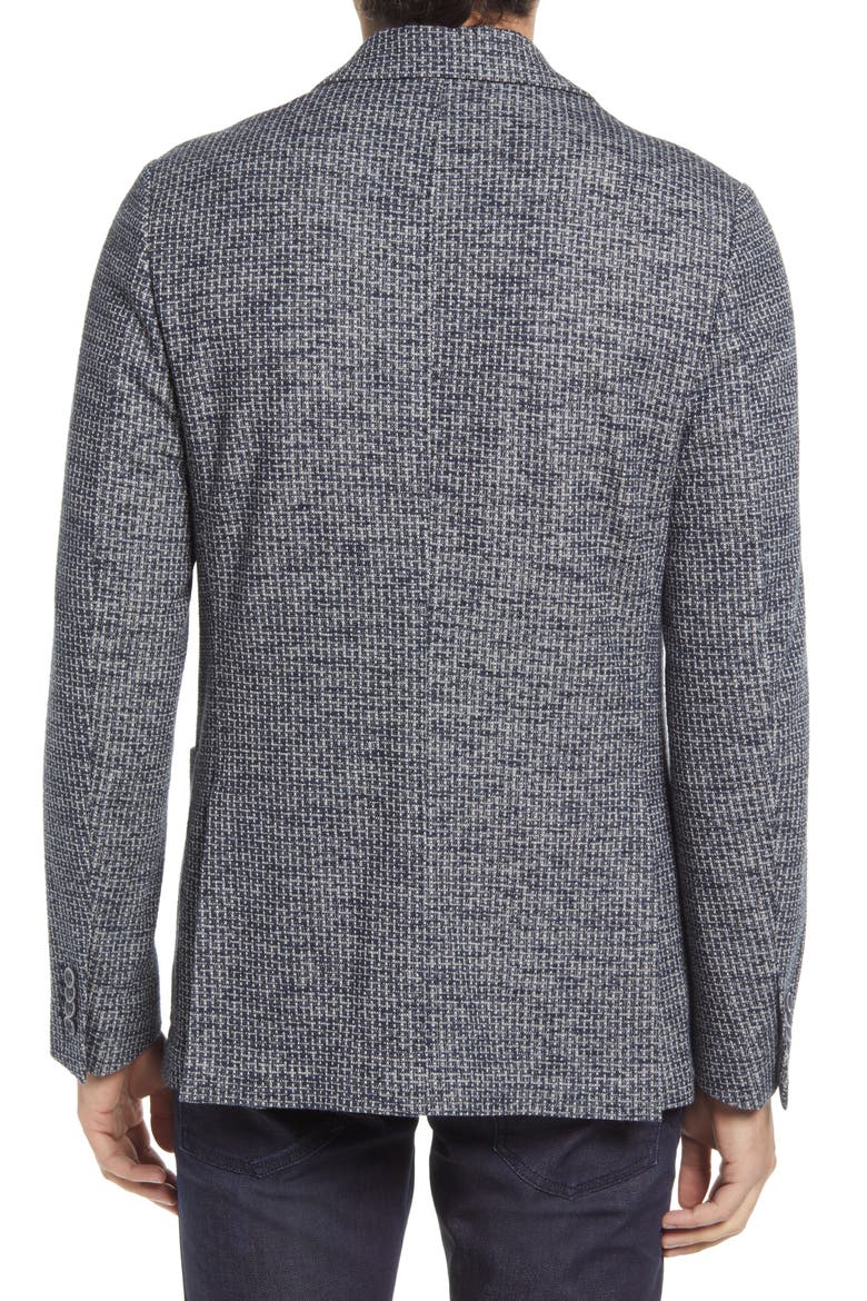 Trim Fit Bouclé Jersey Sport Coat, Alternate, color, NAVY