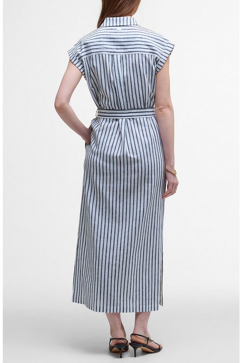 Abby Stripe Belted Cotton & Linen Shirtdress, Alternate, color, NAVY WHITE STRIPE