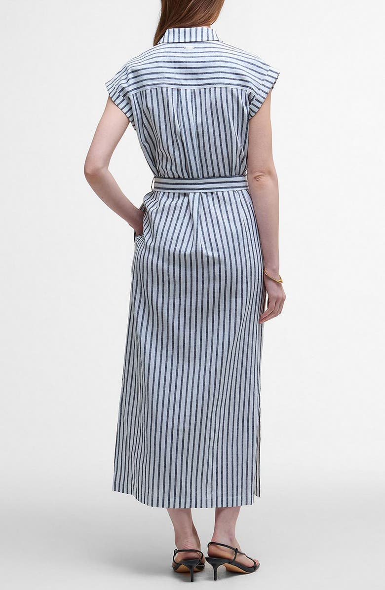 Barbour Abby Stripe Belted Cotton & Linen Shirtdress, Alternate, color, Navy White Stripe