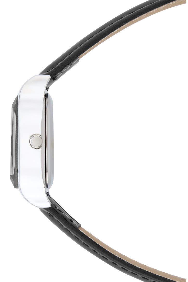Prism Faux Leather Strap Watch, 27mm, Alternate, color, BLACK