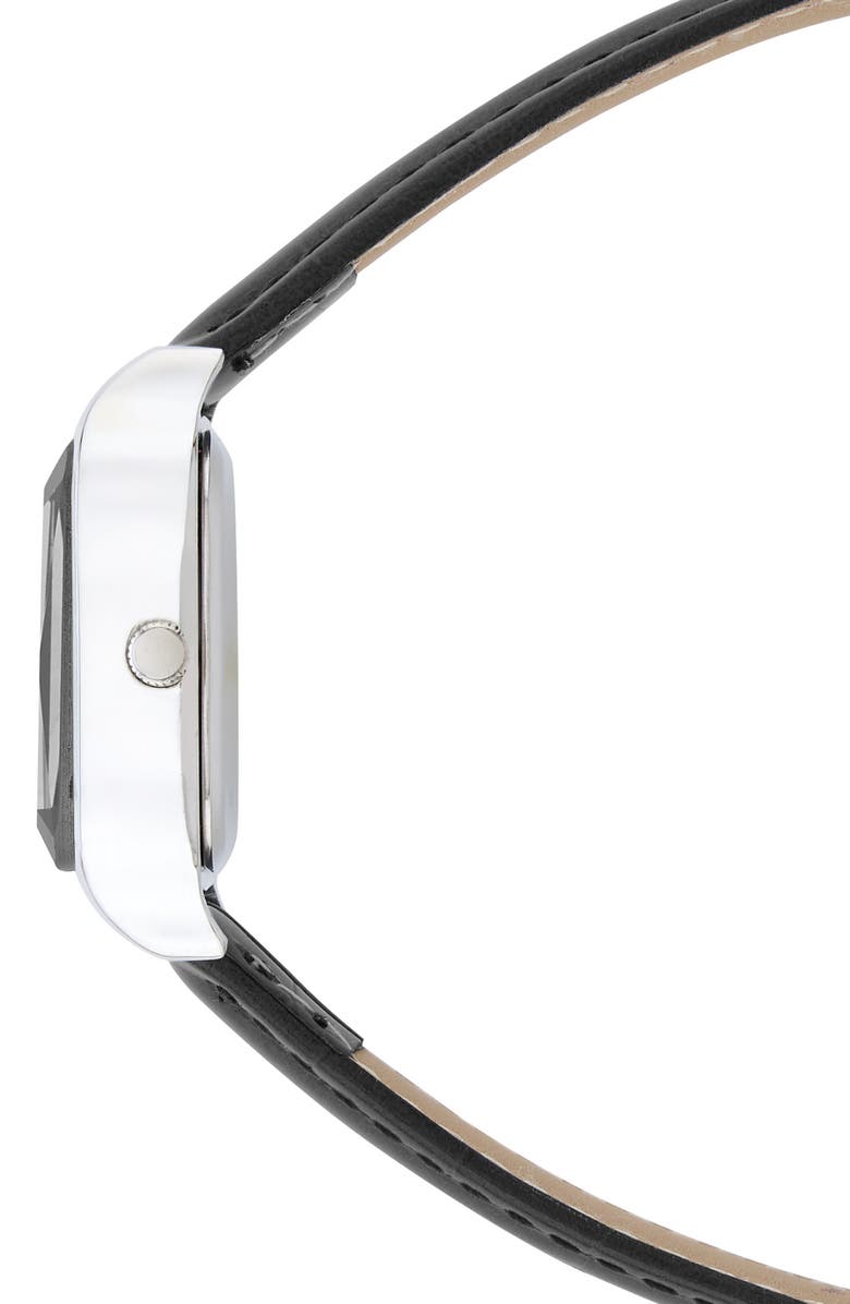 BCBG Prism Faux Leather Strap Watch, 27mm, Alternate, color, Black