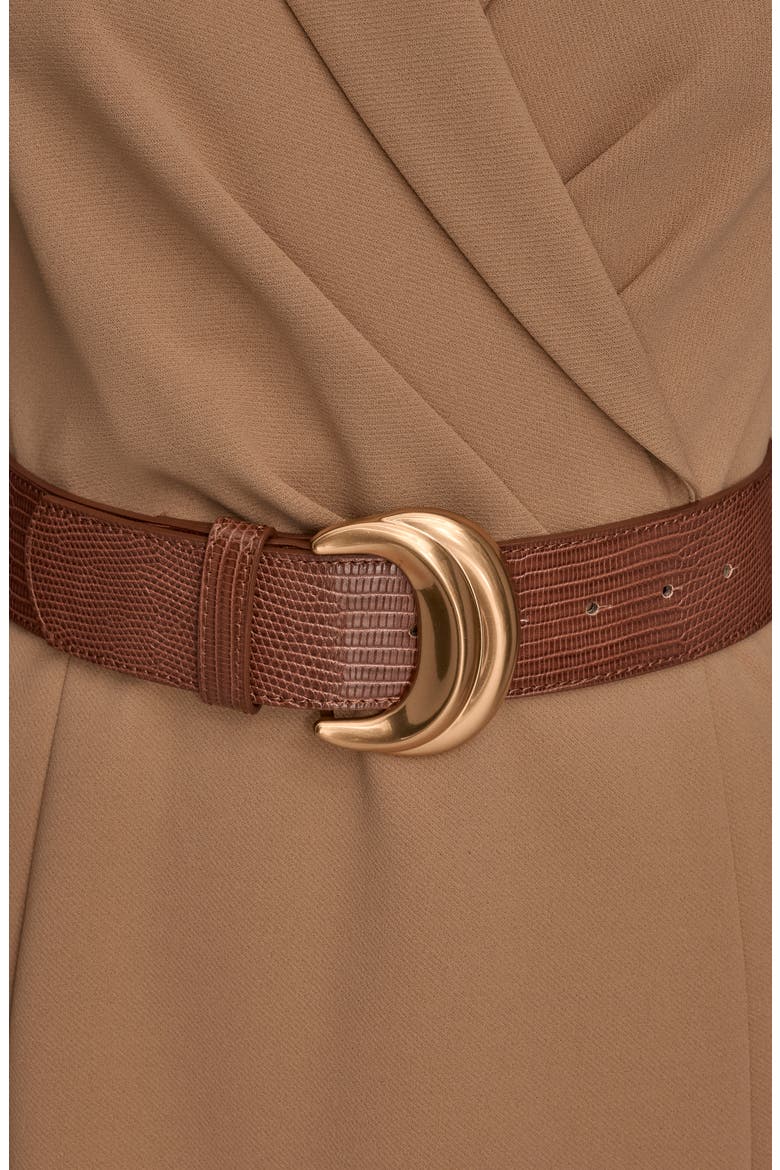 Sleeveless Belted A-Line Dress, Alternate, color, FAWN