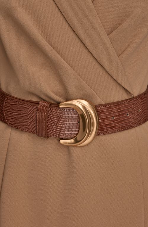 Donna Karan New York Sleeveless Belted A-line Dress In Brown