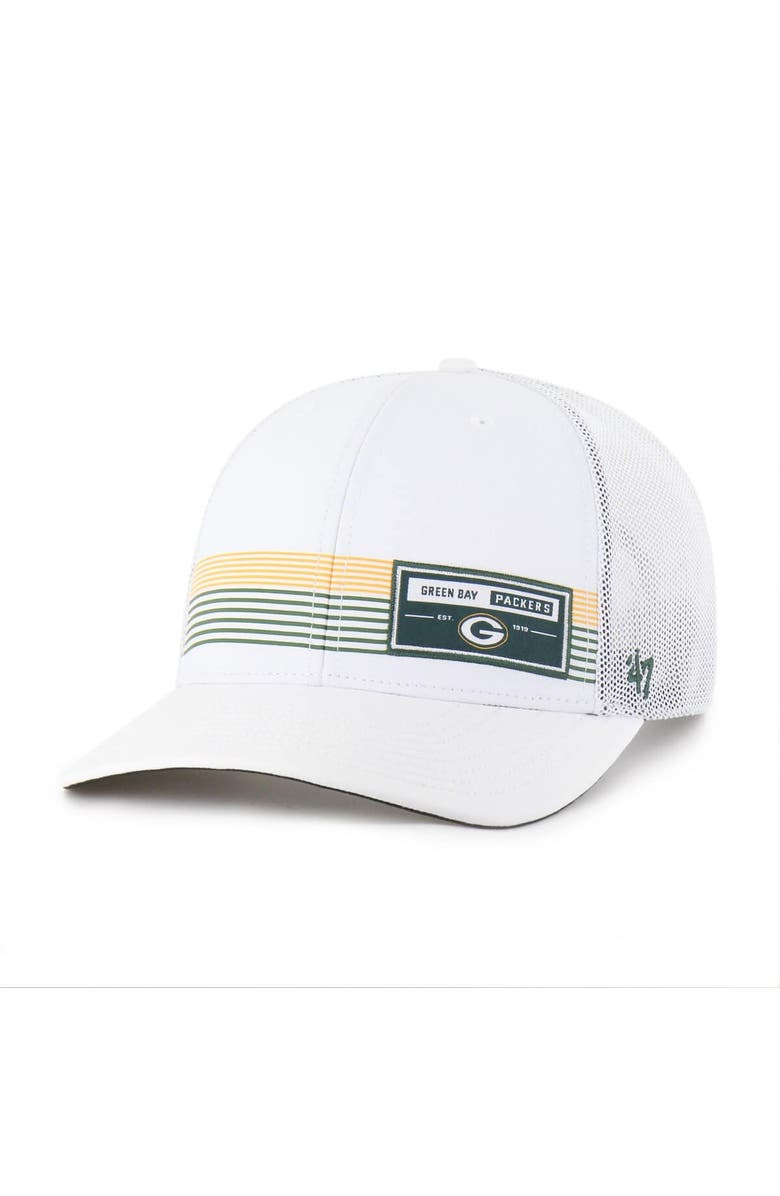 '47 Men's '47 White Green Bay Packers Rangefinder Trucker Adjustable Hat, Main, color, 