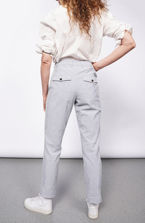 Wildfang The Empower Seersucker Trouser In Navy/white