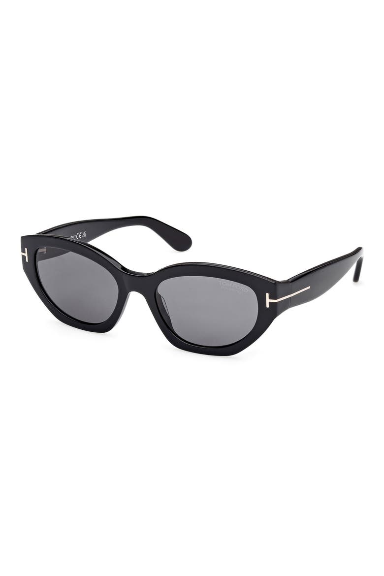 Penny 55mm Polarized Geometric Sunglasses, Alternate, color, SHINY BLACK/ ECO/ SMOKE
