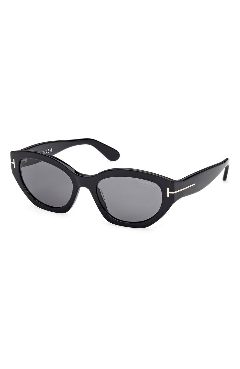 TOM FORD Penny 55mm Polarized Geometric Sunglasses, Alternate, color, Shiny Black/ Eco/ Smoke