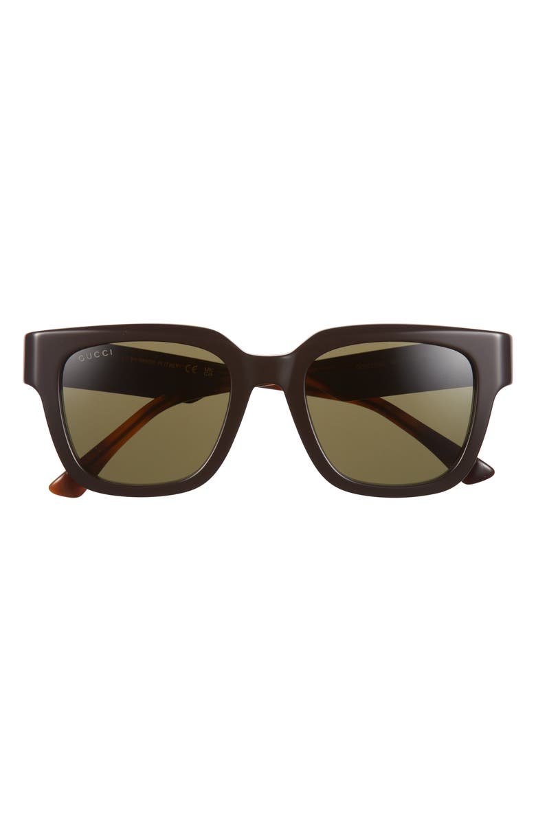 Gucci 52mm Square Sunglasses, Main, color, Brown Havana Green