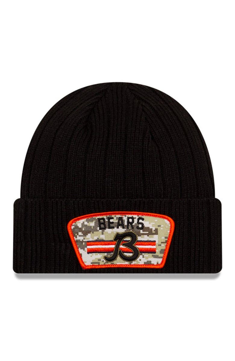 New Era Men's New Era Black Chicago Bears 2021 Salute To Service B Cuffed Knit Hat, Main, color, 