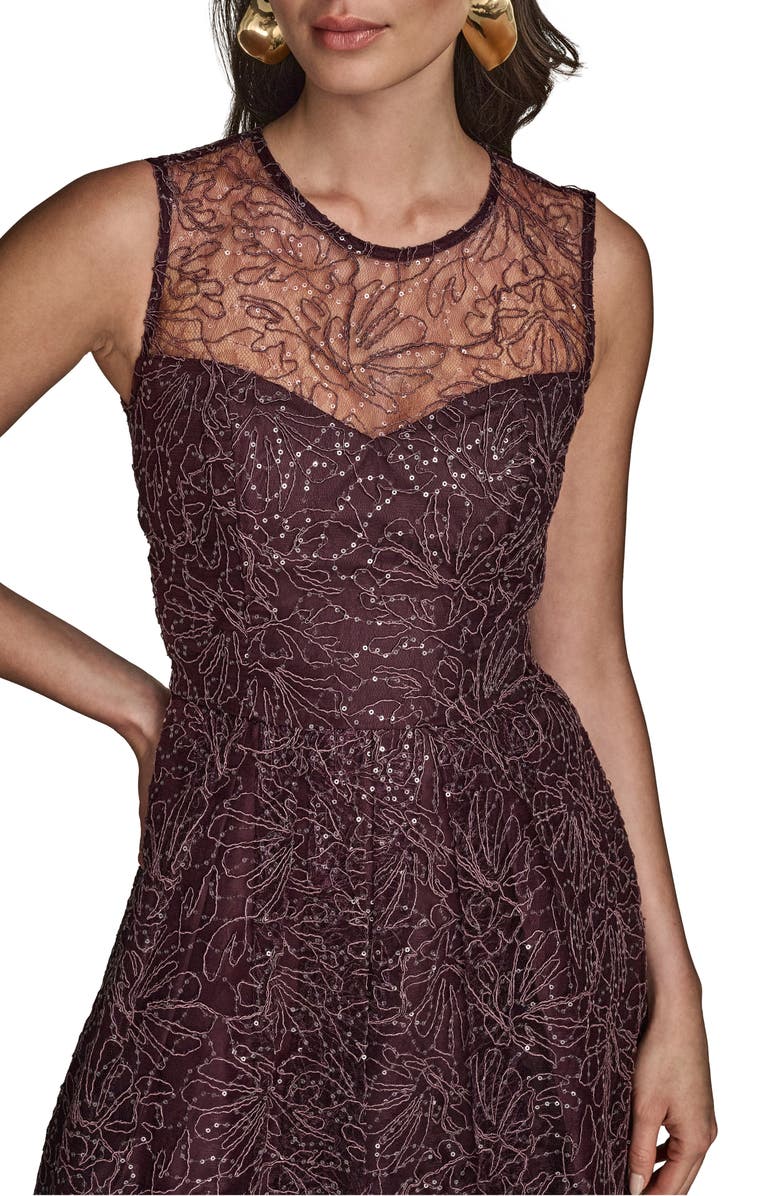 Donna Karan New York Sleeveless Sequin Cocktail Dress, Alternate, color, Prune