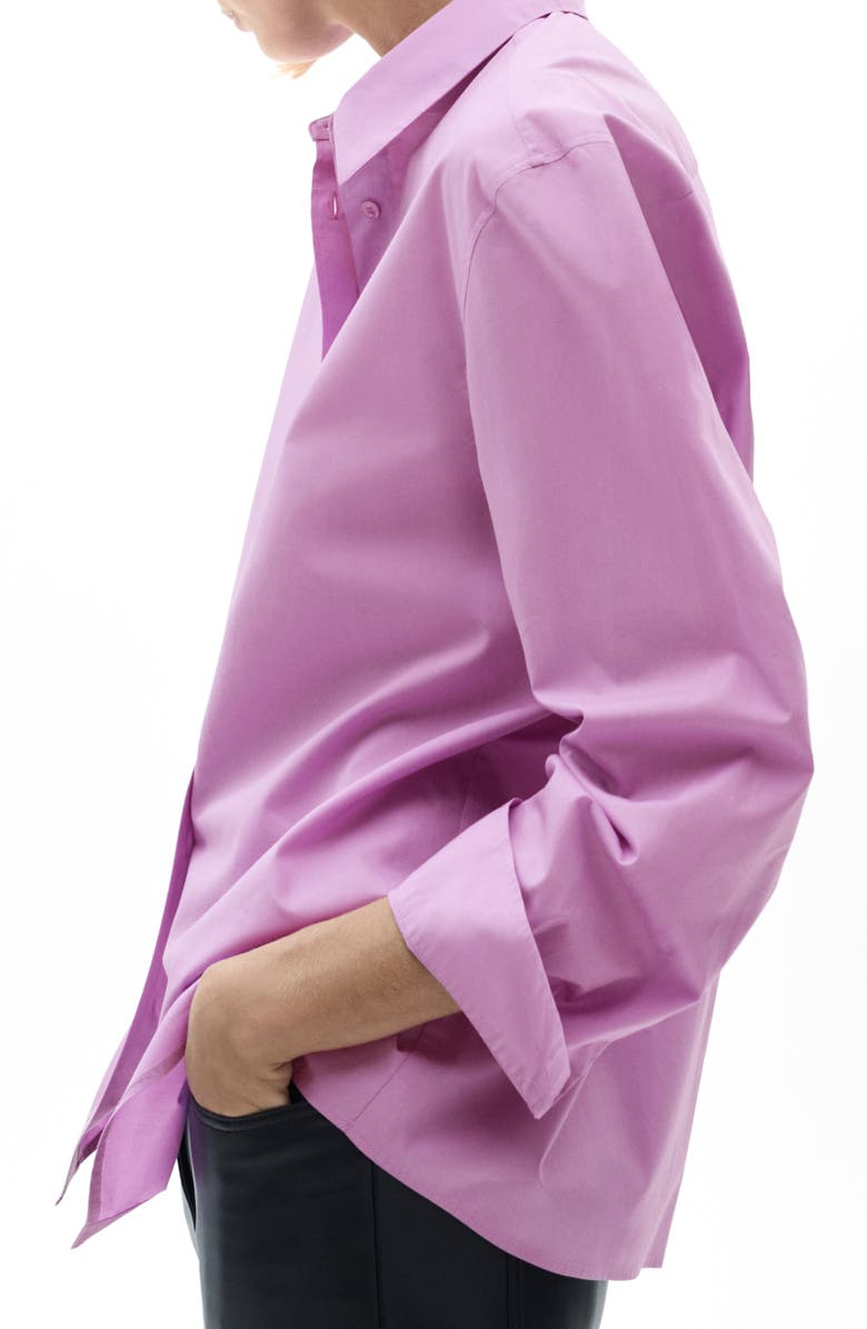 MANGO Lyocell Blend Button-Up Shirt, Alternate, color, Fuchsia