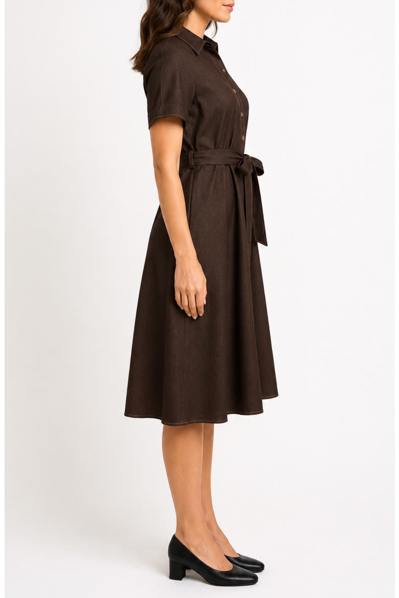 Denim Short Sleeve Shirtdress, Alternate, color, CHOCOLATE